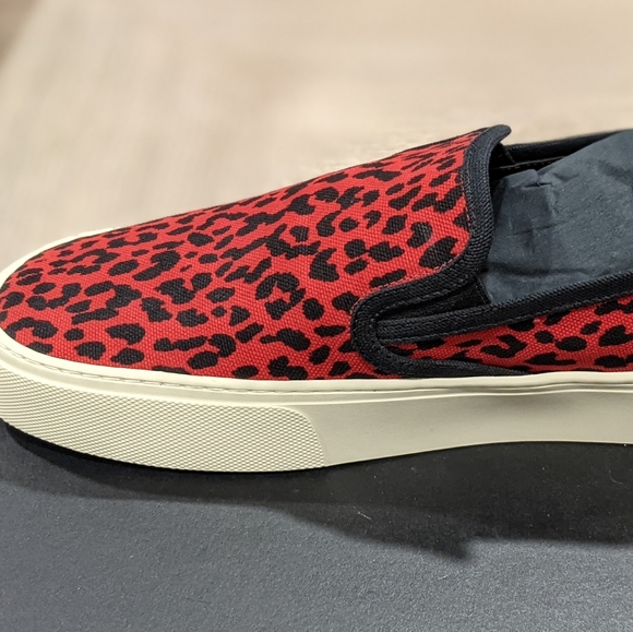Mens Saint Laurent "Venice" Leopard Print Sneakers Red/Black - Picture 3 of 7